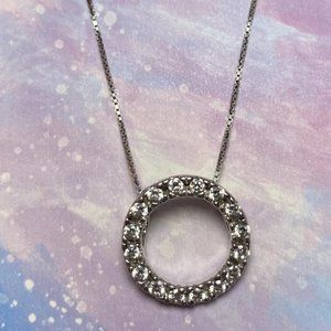 925 Rhinestone Crystal Circle Pendant Necklace